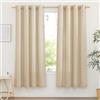 PONY DANCE Tende Camera da Letto Semitrasparenti Linen Curtains 2 Pezzi | L140 x A175 cm, Cachi Chiaro, Lino, per Soggiorno, con Anelli, Luce Filtrata, Privacy, Eleganti, Aspetto Naturale, Corte
