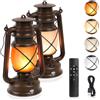 KINGLEAD LED Lanterne d'epoca, 4 modalità di luce dimmerabili, lanterne da esterno appese a LED impermeabili con effetto fiamma ricaricabili via USB adatte per giardino, Natale, Capodanno 2 pezzi