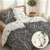 Dreamzie Cotone 100% - Copripiumino Singolo 135x200 cm - 4 Pezzi (2 Copripiumini + 2 Federe 80x80 cm) - Grigio Astratto - Chiusura lampo - Oeko-Tex