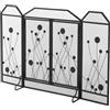 HOMCOM Parascintille Pieghevole per Camino 2 Porte 125x80cm Metallo Nero | Acciaio, Chiusura Magnetica
