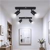 Ketom Faretti LED Soffitto GU10, Faretto LED Interno Orientabile 2 Luci | 2 Pezzi Binario Faretti Soffitto Nero, Moderno Lampadario Faretto Cucina, Faretti da Soffitto, Senza Lampadina