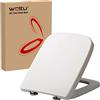WOLTU Copriwater in Duroplast Sedile Copri WC Chiusura Ammortizzata Soft Close Bianco Forma Quadrata