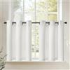 TOPICK Tende con Occhielli Tenda Passante 96L x 60A cm Bianco 2 Pezzi | Tenda Passante per Bistrot Interni Porta Finestra Balcone Stile Country Roulotte Corte con Filtro Luce Soggiorno o Doccia