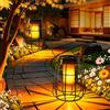 Giliwosy 2 lanterne solari con effetto fiamma reale per esterni, IP65, impermeabili, per giardino, balcone, terrazza e cortile con sensore crepuscolare automatico, decorazione da giardino, Senza gancio e base