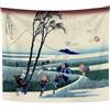 YONGFOTO Arazzo da Parete Giapponese Monte Fuji 36 Viste Camera Tappezzerie Ejiri nella provincia di Suruga Montagna Muraria Japones Poster Pittura Tradizionale Hokusai 180x160cm