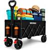 GECONLE Carrello Pieghevole su Ruote 160L 100KG | Carrello per Tazze, Trasportatore da Picnic per Festival Shopping Campeggio Giardino
