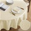 Romanstile Tovaglia Rotonda 180 Diametro Natale Jacquard Elegante Tovaglie | Beige Idrorepellente da 6-8 Posti Perfetta per la Grande Tavola Festiva per Compleanno,Campagna,Ricevimento,Caffè,1 Pezzo