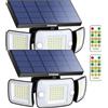INTELAMP Luce Solare LED Esterno, 108LED Faretto LED da Esterno con Sensore di Movimento, 6000mAh Lampada Solare da Esterno 6500K, 4 Modalità Luci Solari Esterno per Giardino (Luce Bianca - 2 Pezzo)