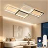 OTREN Plafoniera LED Soffitto Dimmerabile, 52W 87CM Rettangolare Lampadario | Bianco e Nero 3000K-6500K Lampadario Camera da letto con Telecomando e APP, Moderna Lampada per Soggiorno Cucina Bagno