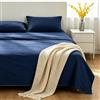 VKZ Set Lenzuola Matrimoniale Cotone con Angoli, Completo Letto Matrimoniale in Puro Cotone per Biancheria da Letto Confortevole e Durevole,BLU SCURO