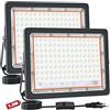 CREATESTAR 100W Faretto LED da Esterno,2pcs Faretto Led con Spina,6500K bianco naturale,Super illuminoso Faro led da 10000 lumen Faretti led Impermeabile IP66 per cortile, giardino, garage, tetto.