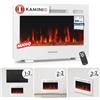KAMINIO® Marlon PRO 24 Camino elettrico da incasso, parete o appoggio | 3 in 1 caminetto elettrico decorativo, termocamino con effetto fuoco LED in 12 colori, termostato e telecomando, bianco
