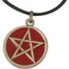 Eurofusioni Ciondolo Pentacolo Rosso Stella Wicca Placcato Argento con Collana - Talismano di Protezione - Simbolo dei Cinque Elementi - Gioiello Artigianale - Diametro 2,5 cm