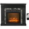 HOMCOM Camino Elettrico con Cornice Effetto Fiamma Realistico 1800W Nero | 3 Luminosità Regolabile, Stufa Silenzioso Caminetto Elettrico, Telecomando, Termostato, Timer, Riscaldamento Regolabile