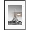upsimples Cornice Portafoto in alluminio, Cornice A4 Nero | Foto 15,3x20,3 cm con passepartout o A4 (21x29,7 cm) senza, cornice per quadri a parete in metallo con vetro acrilico
