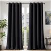 TOPICK Tende Oscuranti per Interni 2 Pannelli L140 x A260 cm Nero | Tende per Soggiorno e Camera da Letto Moderne Oscurante con Anelli, Curtains Termiche Isolanti Anti-Rumore