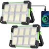 OHAYORI Faro LED Ricaricabile, Faretto a Batteria, Faretto Portatile USB, 4 Modalità Lampada da Campeggio, Verde Luce da Lavoro Dimmerabile Impermeabile per Cantiere, Pesca, Tenda, Emergenza(2 pack)
