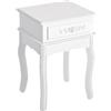 HOMCOM Comodino Moderno con Cassetto Mobiletto Multiuso in Legno Bianco, 40 x 35 x 60cm