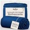 Bambaw Lenzuolo singolo con angoli bambu 90x200 cm, Altezza fino a 35 cm, Lenzuola raffreddanti e antisudore, Lenzuola singolo antiacaro, Lenzuolo bambu con angoli, Certificato Oeko-Tex (Blu Marino)