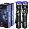 DARKDAWN Torcia UV 365nm Ricaricabile USB, Lampada di Wood Luce Nera, Ultravioletta LED Torce Portatile Mini Zoomabile con Clip, Rivelatore di Urina, Banconota, Ambre, Polimerizzare la Resina, 2 pezzi