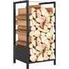 Outsunny Scaffale Portalegna per Esterno Interno Acciaio 39x35x76cm Nero | Legnaia Moderna, Base Rialzata