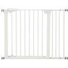 PawHut Cancelletto di Sicurezza per Cani 76-103x4.2x77 cm Bianco | Taglia Piccola e Media, Maniglia Fluorescente, Doppia Serratura Girevole, Chiusura Automatica, Cancello per Cani