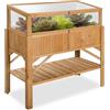 tectake® Cassone per Orto Rialzato in Legno con Ripiano, Semenzaio, 120 kg | 130 L, Resistente alle Intemperie, Tetto con Chiusura, Pellicola Inclusa, Pannelli Alveolari, 119 x 57 x 124 cm, Marrone