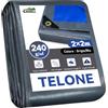 COVALL Telone pesante rinforzato 2mx2m,240g/㎡ telo impermeabile esterno blu | resistente UV,strappo e neve,doppio lato con occhielli rinforzati per camion,cantieri,giardini e fattorie
