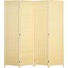 HOMCOM Paravento da Interno a 4 Ante in Legno e Bambù, Separé Divisorio Pieghevole Salvaspazio Altezza 180cm Stile Boho, Colore Naturale