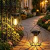 Ketom 2 Pezzi Lanterna Solare da Esterno, Lampada Solare da Giardino | IP65 Impermeabile LED Retro Illuminazione per Balcone Terrazza Festa Decorazione, Appendere/ In Piedi, Bianco Caldo, Metallo