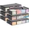 Lifewit Contenitori Sottoletto, Scatole Vestiti con Finestra Frontale Trasparente, Organizer per Armadi e Contenitori per Asciugamani, Vestiti, Coperte, Grigio, 75 L, 6 Pezzi