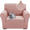 Ystyle Copridivano 1 Posti Con Braccioli, Copripoltrona Elasticizzato, Copri Divano Antigraffio Gatto Cani, Copridivani Antiscivolo Antimacchia, Universale Sofa Cover Moderno, Rosa Grigio