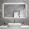 Byecold Specchio per riscaldamento a infrarossi, 580 W, montaggio a parete con LED (100 x 60 cm), riscaldamento elettrico a infrarossi, specchio da bagno, specchio da bagno, senza appannamento, con