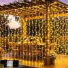 Lichtfam Tenda Luminosa Esterno 2 Pizze 3mx3m 300 LED Cascata Luci Natale con Spina | 8 Modalità, Timer, Impermeabili, Collegabili, Luci Esterno Natale per Interno Casa Finestra Balcone Giardino Terrazzo Negozio