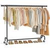 SONGMICS Stand Appendiabiti con Rotelle, Portabiti per Carico Pesante, Barra Estensibile, Portata 110 kg, 45 x (160-200) x 162,9 cm, Metallo Cromato, Nero Opaco HSR176B01