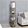 HOMCOM Lampada da Terra Piantana 40W con 3 Scaffale 26x26x160cm Color Legno | Attacco E27, Lampada da Pavimento Moderno con Paralume in Plastica, Soggiorno, Salotto, Camera da Letto, Ufficio