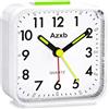 Azxb Sveglia analogica, silenziosa, senza ticchettio, a batteria, sveglia da viaggio con luce notturna, snooze, allarme forte, luminoso, silenzioso, piccolo orologio da scrivania per camere da letto