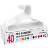 Utopia Home Grucce bambini Pack di 40 sottili salvaspazio, Bianco | Grucce in plastica per neonati, adatte per vestiti per bambini e neonati, delicati sui capi delicati