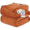 WAVVE Plaid Coperta Pile di Flanella 260gsm - 220x240 cm, Arancione - Pled Divano Pelosa Letto Matrimoniale King 240x220 - Copridivano di Microfibra Calda e Morbida
