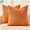 Topfinel 2 Fodere Cuscino Velluto a Coste, 45x45 cm, Giallo-Arancio | Velluto a Coste, Cerniera Nascosta Camera, Letto Poltrona Morbide, Resistenti quadrate arredo moderno Completo da due pezzi