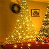Joltix Luci Albero Natale Esterno Cascata, 2Mx16 Fili 420LEDs Luci Albero Natale, 8 Modalità Luci di Natale per Albero con Anello, IP44 Impermeabile per Interni Esterni Giardino Decorazioni (Caldo)