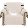 YSTELLAA Copripoltrona 1 Posti Con Braccioli, Beige | Copridivano Antigraffio Gatto Cane, Copridivani Trapuntato Con Tasche, Salvadivano Antiscivolo Antimacchia