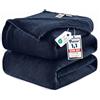 WAVVE Plaid Coperta Pile di Flanella 260gsm - 230x270 cm, Blu Navy - Coperta Grande 270x230, Divano/Letto Matrimoniale, Calda e Morbida, Grigia