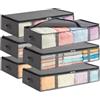 Lifewit Contenitori Sottoletto, Scatole Vestiti con Finestra Frontale Trasparente, Organizer per Armadi e Contenitori per Asciugamani, Vestiti, Coperte, Grigio, 90 L, 6 Pezzi