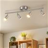 Ketom Faretti LED Soffitto GU10, Faretto LED Interno Orientabile 4 Luci | Binario Faretti Soffitto Industriale, Nichel, Lampadario Faretto Cucina, Lampade da Parete per Soggiorno, Senza Lampadina