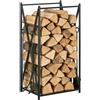 HOMCOM Scaffale Portalegna da Interno 4 Attrezzi 46x30x76cm Nero | da Esterno, in Acciaio, Porta Legna per Camino, Attizzatoio, Paletta, Scopino, Pinza
