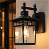 LXJCSM Lanterna da Parete per Esterni, Applique da Parete per Esterni Impermeabili, IP44 Impermeabile, Retro E27, Illuminazione da Parete per Porta Anteriore Nera con Paralume in Vetro Smussato Trasparente