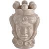 Baroni Home Testa di Moro in Ceramica in Stile Siciliano Monocromatico, Vaso per piante da Interno, Soprammobile di design, Stile Italiano, Regina Colore Panna, 13.5X12X20.5 cm