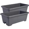 Iris Ohyama, Set da 2 Vaso per piante, fioriera d'aria con sistema di drenaggio dell'acqua per il giardinaggio - Air Vegetable Planter730, Grigio, 73W x 26H x 41D cm