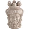 Baroni Home Testa di Moro in Ceramica in Stile Siciliano Monocromatico, Vaso per piante da Interno, Soprammobile di design, Stile Italiano, Re Colore Panna, 20X17X31 cm